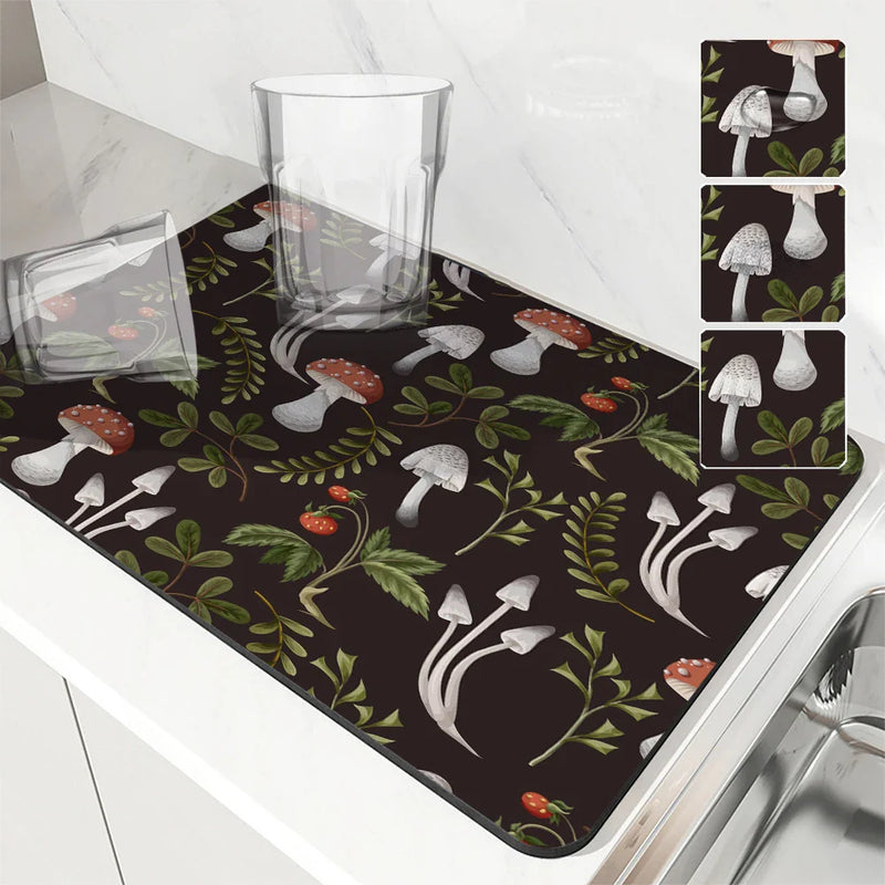 Axyaa Watercolor Plant Absorbent Kitchen Mat