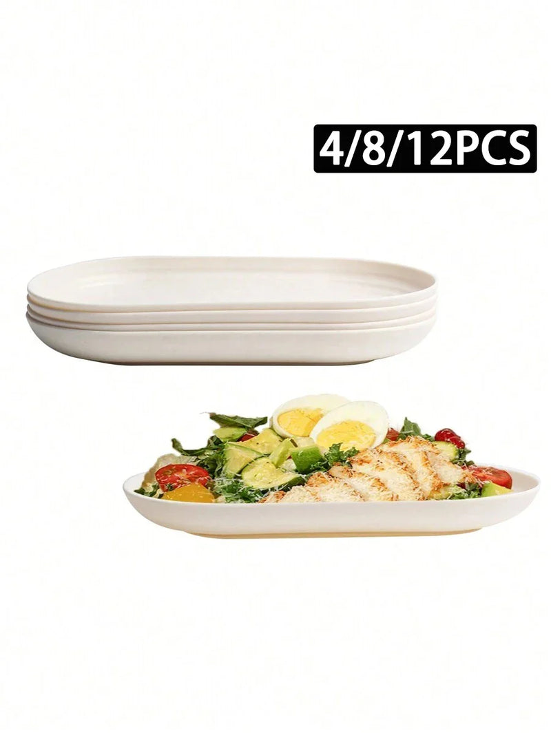 Axyaa Beige Plastic Dinner Plates, Ideal for Desserts, Family Gatherings, Parties, and Picnics