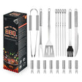Axyaa 7-Piece Stainless Steel BBQ Tool Set in Paper Box for Outdoor Grilling
