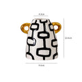 Axyaa Striped Ceramic Vase for Flowers Desk Decor Artifical Arrangement Aesthetic Ornament
