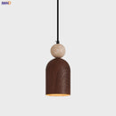 Axyaa Modern Iron LED Pendant Light in Yellow Travertine Stone