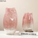Pink Ripple Gradient Glass Vase Hydroponics Axyaa Modern Home Decor