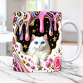 Axyaa 3D Cat Coffee Ceramic Mug Kitten Love Tea Cup Christmas Gift Mug
