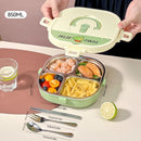 Axyaa 304 Stainless Steel Divided Lunch Box with Cutlery & Leakproof Design