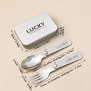 Axyaa 3Pcs Outdoor Folding Stainless Steel Cutlery Set for Camping & Picnic