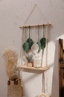 Axyaa Leaf Tassel Macrame Hanging Shelf for Chic Home Decor