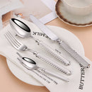 Axyaa Gold Cutlery Set Stainless Steel Mirror Sliver Fork Spoon Western Double Sided Pattern