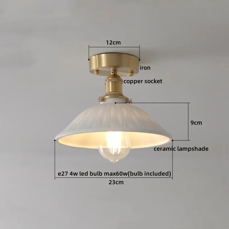 Axyaa Modern Ceramic LED Ceiling Lamp White for Porch & Balcony
