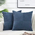 Axyaa Navy Blue Corduroy Throw Pillow Cover - 45x45 CM
