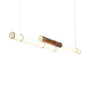 Axyaa Retro Wood Grain Long Strip Chandelier for Bar, Living Room, Office & More