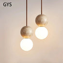 Axya Stone Cream Pendant Light Chandelier - Retro Round Ball Style Luminaire