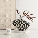 Axyaa Geometric Diamond Ceramic Vase: Handcrafted Home Decor Flower Arrangement Accessory