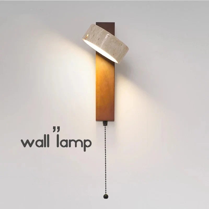 Axyaa Travertine Stone Sconce Light Rotatable for Bedroom Bedside