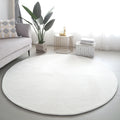 Red Coral Velvet Round Rug by Axyaa - Soft, Thick, Non-Slip Floor Mat for Living Room