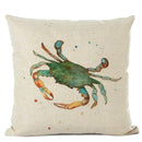 Axyaa Crab Print Cushion Cover 45x45cm Square Home Decor Pillowcase