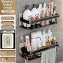 Axyaa Black Aluminum Towel Rack Holder 60CM with Hook and Tissue Holder