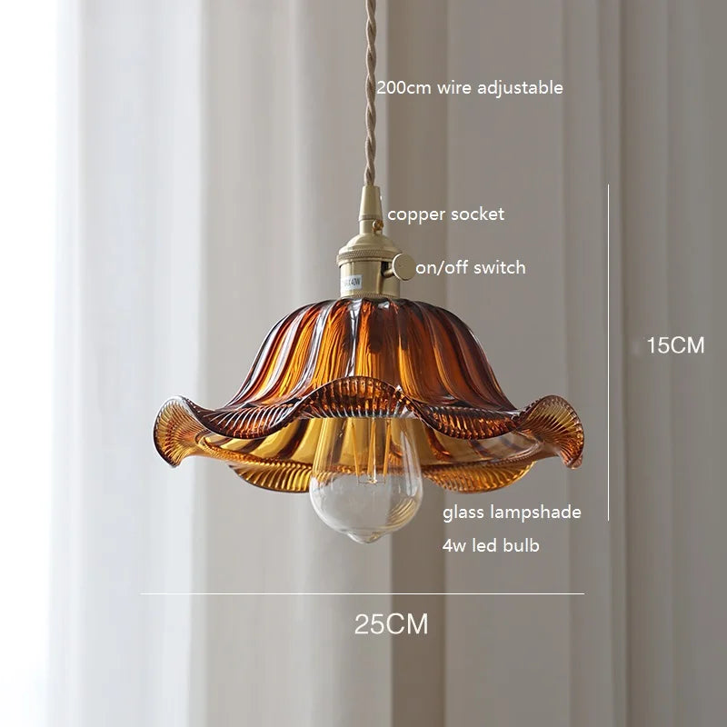 Axyaa White Green Glass LED Pendant Light with Copper Socket