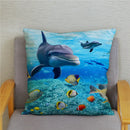 Axyaa Dolphin Ocean Pattern Cushion Cover for Kids Sofa & Home Decor