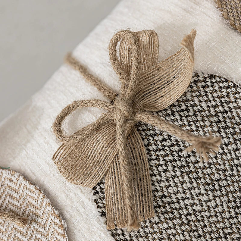 Axyaa Christmas Cushion Cover with Candy Cane Pattern & Tassels