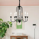 Axyaa Black Iron Crystal Chandelier Candle Lamp for Country Living Room
