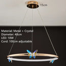 Axyaa Colorful Crystal Butterfly LED Ceiling Lamp Chandelier for Home & Restaurant