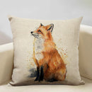 Axyaa Fox Linen Pillowcase - Nordic Animal Theme Decorative Cushion Cover 45x45cm