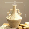 Axyaa Retro Pottery Vase with Geometric Handle for Home Decor