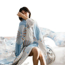 Axyaa Geometric Quilted Cotton Blanket 4-Layer Gauze Bedspread 150*200