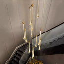 Axyaa Crystal Chandelier Stair Pendant Living Room Interior Lighting
