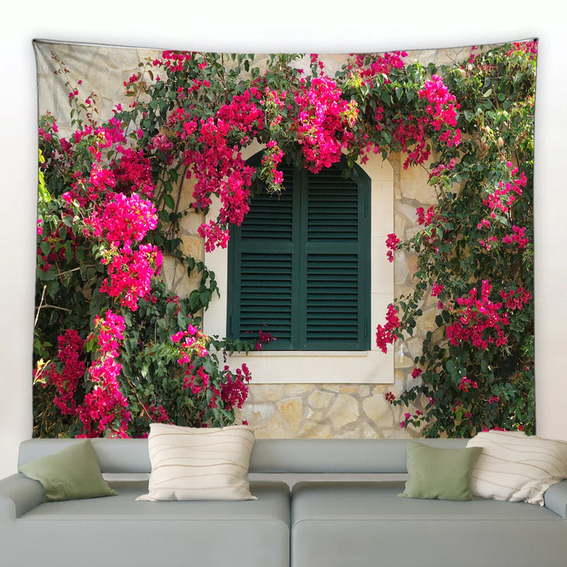 Axyaa Flower Tapestry: Garden Wall Hanging and Outdoor Home Decor
