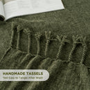 Axyaa Chenille Throw Blanket Fringe Tassels Soft Cozy Knit Sofa Christmas Decor