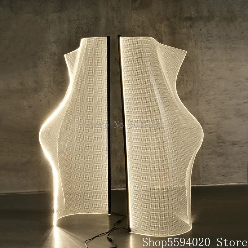 Axyaa Modern Grid Acrylic Floor Lamp for Designer Living Room Decor