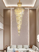 Axyaa Crystal Chandelier Spiral Staircase Light Luxury Lamps
