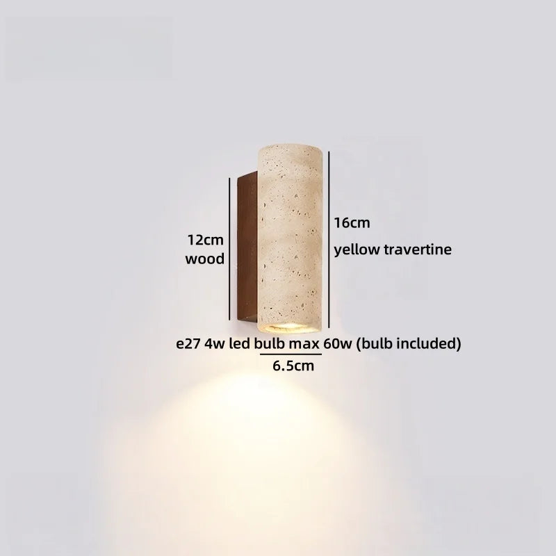 Axyaa Wabi Sabi LED Wall Lamp Yellow Travertine Stone Kitchen Bathroom Stair Light