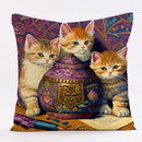 Axyaa Classic Cat Design Linen Pillowcase 45x45cm Home Decoration Sofa Cushion Cover