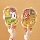 Axyaa Cartoon Detachable 3-Grid Bento Box - Leak-proof & Microwave-safe