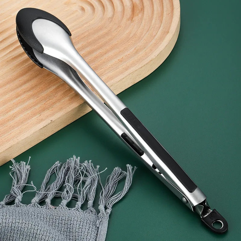 Axyaa Silicone Kitchen Tongs Non-Slip Food Clips - BBQ Grill Clamps & Cooking Utensils