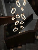 Axyaa Wooden LED Chandelier Ceiling Light for Staircase, Living Room, Dining Room