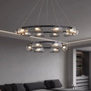 Axyaa Smoky Gray Glass Chandelier LED Pendant Light for Luxury Dining Room