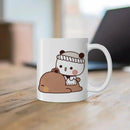 Axyaa Cute Cat Peach Goma Coffee Tea Mug | Ceramic Funny Animal Breakfast Cup