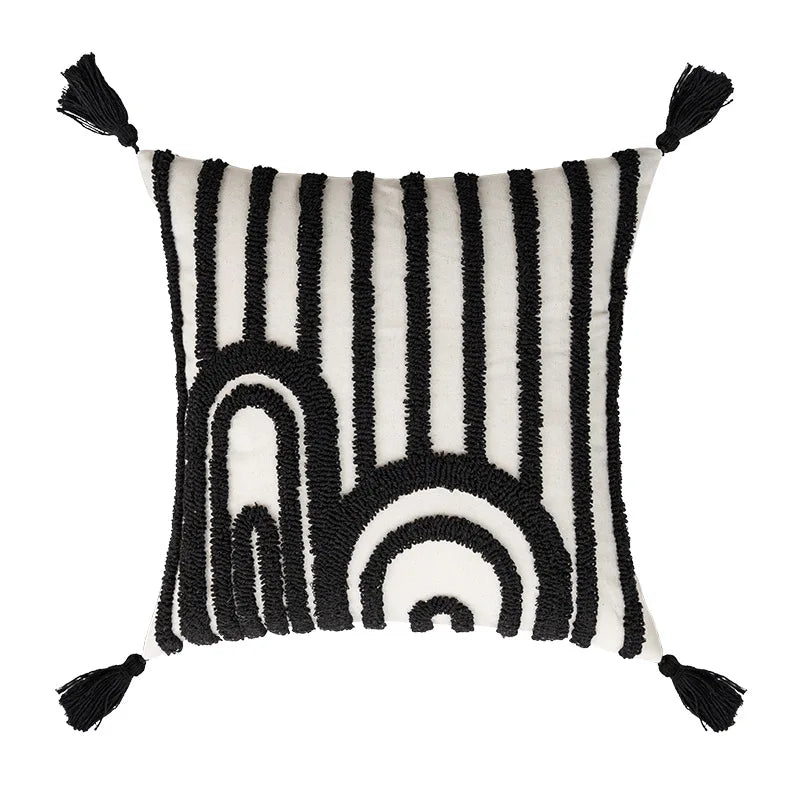 Axyaa Tufted Sun Circle Cushion Cover for Home Decor Living Room Bedroom