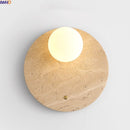 Axyaa LED Wall Lamp Lighting White Glass Yellow Travertine Mirror Light