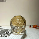 Amber Glass Vase for Desk Decor - Axyaa Texture Floral Pot Bouquet Holder