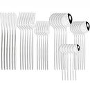 Axyaa Black Gold Cutlery Set - 36Pcs Stainless Steel Dinnerware Flatware