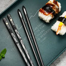 Axyaa Black Gold Sushi Chopstick Set with Storage Box