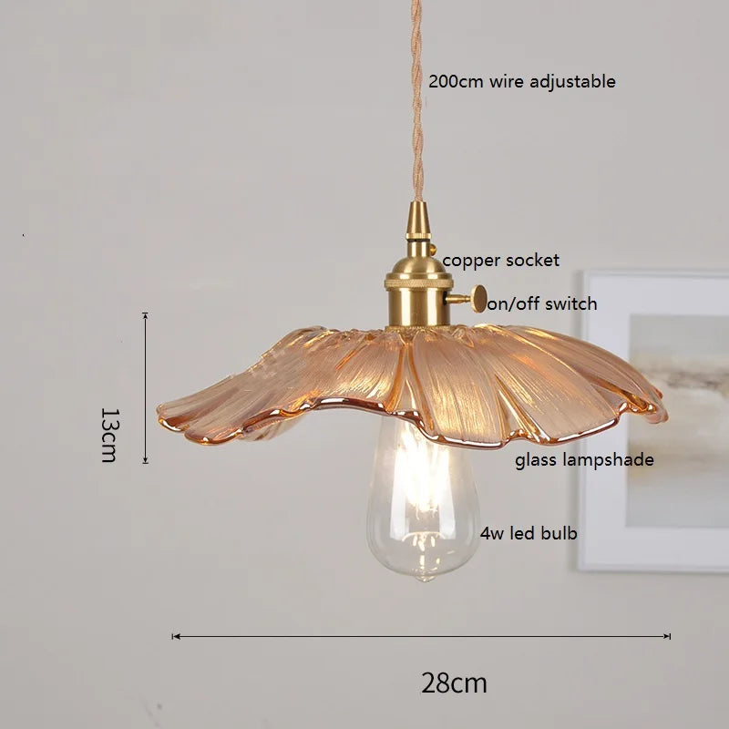 Axyaa White Green Glass LED Pendant Light with Copper Socket