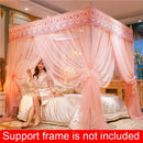 Axyaa Embroidery Lace Pleated Bed Net Canopy: Romantic Queen Double Bed Net, Stainless Steel Bracket Excluded