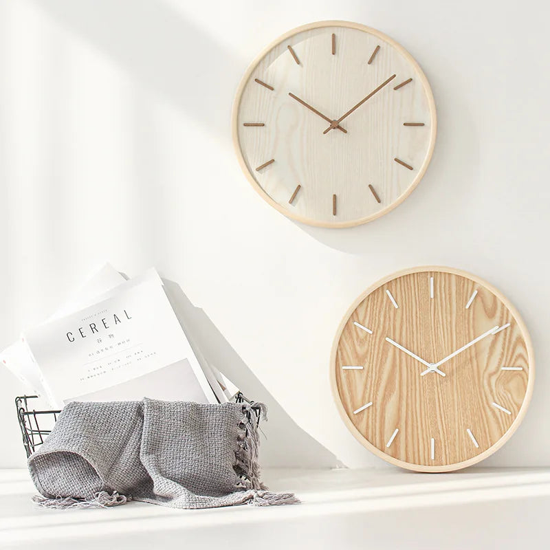 Axya Wooden Quartz Wall Clock Simple Modern Decorative Round Style