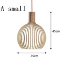 Axyaa Birdcage Pendant Lamp: Handmade Wood, E27 LED Suspension Light for Dining, Bar