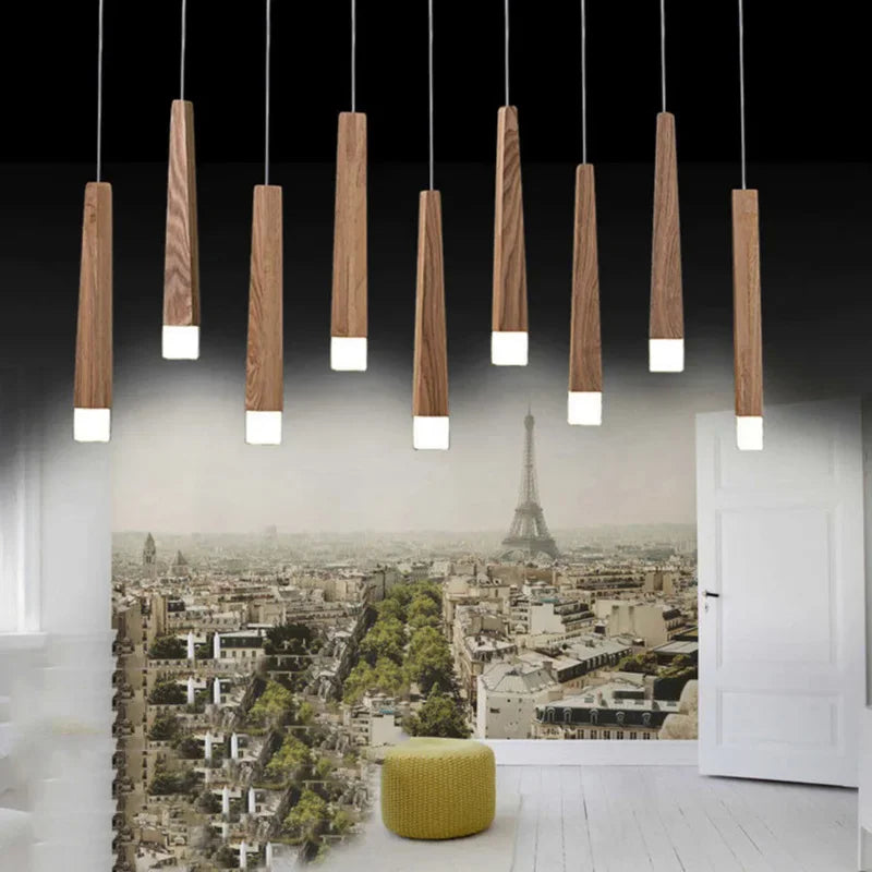 Nordic Wood Stick Pendant Light by Axyaa: Modern, Simple, Natural Design for Kitchen, Living Room